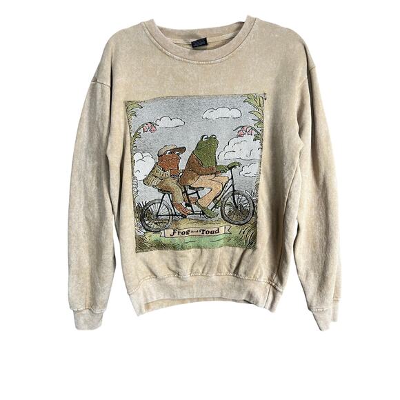 Frog and Toad Best Friends Beige Long Sleeve Vintage Sweat Shirt Small Tapestry - Picture 1 of 8